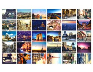 travel postcards,set of 30 post cards variety pack depicting from around the world famous travel sites,assorted postcards bulk, 4 x 6 -paris