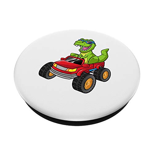 Yeah T-Rex Monster Truck Shirt Birthday Boy Dinosaur Dino PopSockets PopGrip: Swappable Grip for Phones & Tablets