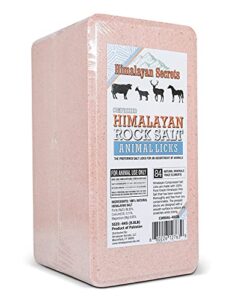 himalayan secrets 8.8lb (4kg) compressed pink himalayan salt animal lick brick for livestock and wildlife - 100% pure & natural feed salt - 84 natural minerals and trace elements