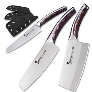 4cr14 stainless steel kitchen knife set resin fibre handle cutlery knife seamless welding utility chopping chef cooking knife