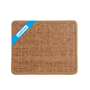 LSAIFATER Cat Scratching Mat, Natural Sisal Mat, Cat Scratch Furniture Protector, Horizontal Cat Floor Scratching Pad Rug, Protect Carpets and Sofas (11.8x14.9 inch, Brown)