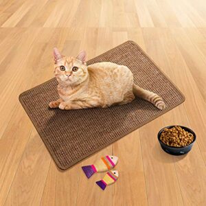 LSAIFATER Cat Scratching Mat, Natural Sisal Mat, Cat Scratch Furniture Protector, Horizontal Cat Floor Scratching Pad Rug, Protect Carpets and Sofas (11.8x14.9 inch, Brown)