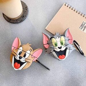 Airpods Case,New 3D Cute Cartoon Jerry Mouse Case for Apple Airpods 1&2, Airpods Accessories Shockproof Protective Premium Silicone Cover and Skin for Apple Airpods Charging Case (Jerry)