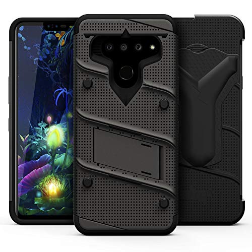 ZIZO Bolt Series LG V50 ThinQ 5G Case | Military-Grade Drop Protection w/ Kickstand Bundle Includes Belt Clip Holster + Lanyard Metal Gray Black