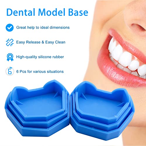 6 Pcs Dental Base Former Kit Dental Lab Model Base Set Plaster Mold Base Former Color Blue (Set)