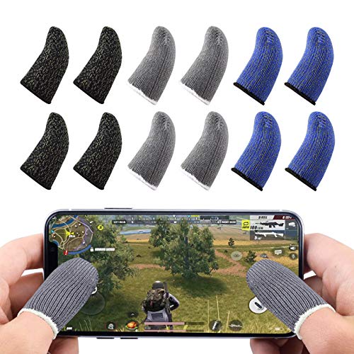 Newseego Mobile Game Controllers Finger Sleeve, Breathable Anti-Sweat Soft Touch Screen Finger Sleeve Sensitive Shoot and Aim for Rules of Survival/Knives Out for Android & iOS [12 Pack]