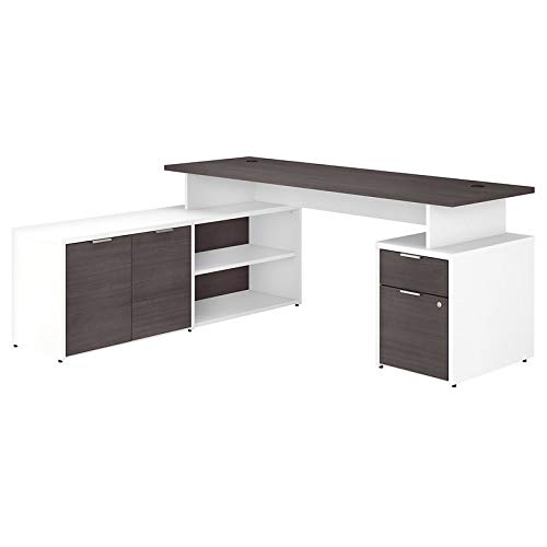 Bush Business Furniture Jamestown L Shaped Desk with Drawers, 72W, Storm Gray/White