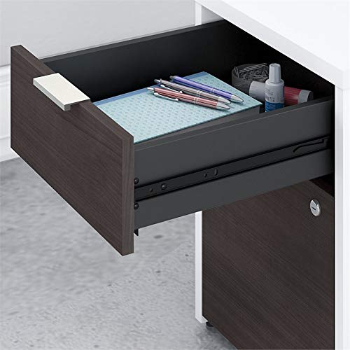 Bush Business Furniture Jamestown L Shaped Desk with Drawers, 72W, Storm Gray/White