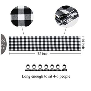 Senneny Buffalo Check Table Runner Cotton Black and White Plaid Classic Stylish Design for Family Dinner Christmas Holiday Birthday Party Table Home Decoration (White and Black, 14 x 72 Inch)