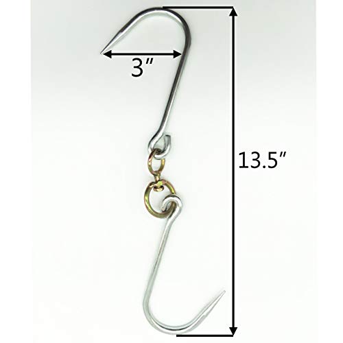 TIHOOD 3PCS Swiveling Meat Hook, Heavy Duty Stainless Steel Processing Butcher Hooks - Large Fish,Hunting,Carcass Hanging Hook
