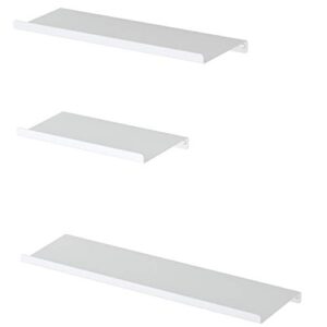 sriwatana white metal wall shelves, floating shelves wall mounted set of 3 for bedroom, living room, bathroom, kitchen, matte white