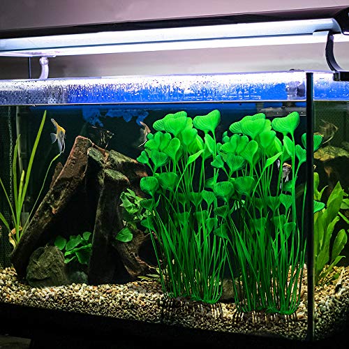 MyLifeUNIT Plastic Fish Tank Plants, 2 Pack Artificial Tall Aquarium Plants for Fish Tank Decor, 15.75 Inches (Green)