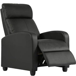fdw recliner chair for living room home theater seating single reclining sofa lounge with padded seat backrest (black)
