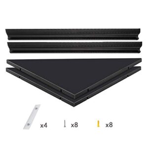 evron Wall Mount Corner Shelf,Easy to Install Metal Front Floating Corner Shelf with Self-Adhesive Tapes (Black Frosting Right-Angled Set of 2)