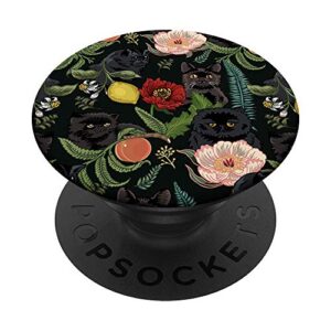 botanical and black cats popsockets popgrip: swappable grip for phones & tablets