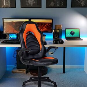 Polar Aurora Office Chair Leather Desk High Back Ergonomic Adjustable Racing Chair Task Swivel Executive Computer Chair (Orange)