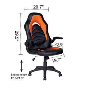 Polar Aurora Office Chair Leather Desk High Back Ergonomic Adjustable Racing Chair Task Swivel Executive Computer Chair (Orange)