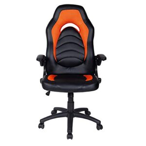 Polar Aurora Office Chair Leather Desk High Back Ergonomic Adjustable Racing Chair Task Swivel Executive Computer Chair (Orange)