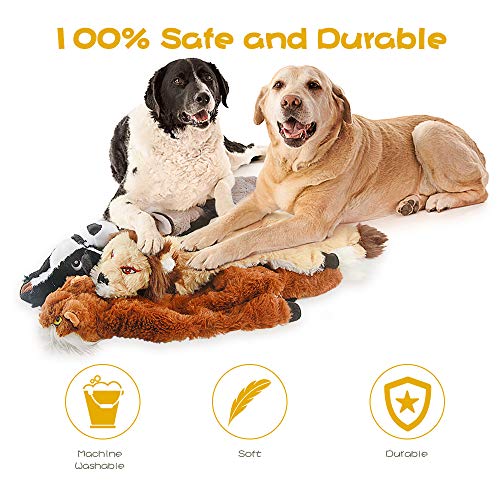 Dog Squeaky Toys, No Stuffing Plush Dogs Chew Toy for Small Medium Large Breed Chewer Stuffless Squeak Boredom and Stimulating Tough Durable Puppy Teething Chewing Aggressive Interactive Birthday Gift