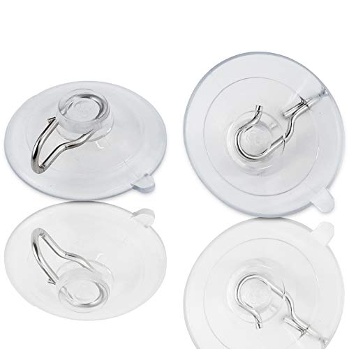 Nexxxi 12 Pack 1 3/4 inch Suction Cups with Metal Hooks, All Purpose Strong Sucktion Cups Hangers, Plastic Sucker Wall Hangers for Bathroom Kitchen