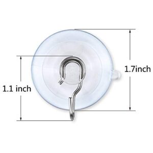 Nexxxi 12 Pack 1 3/4 inch Suction Cups with Metal Hooks, All Purpose Strong Sucktion Cups Hangers, Plastic Sucker Wall Hangers for Bathroom Kitchen