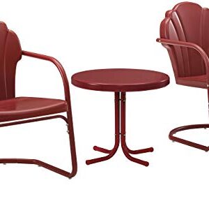 Crosley Furniture KO10011RE Tulip Retro Metal 3-Piece Seating Set (2 Chairs and Side Table), Red