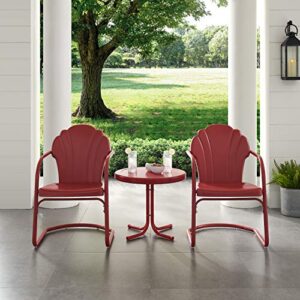 Crosley Furniture KO10011RE Tulip Retro Metal 3-Piece Seating Set (2 Chairs and Side Table), Red