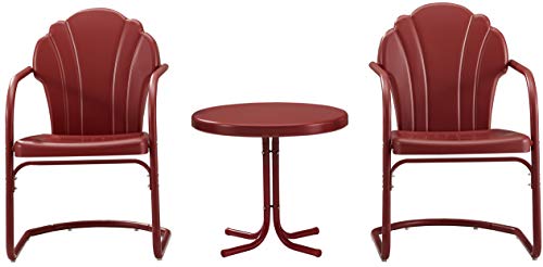 Crosley Furniture KO10011RE Tulip Retro Metal 3-Piece Seating Set (2 Chairs and Side Table), Red