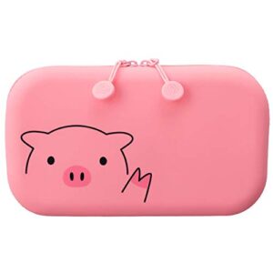 punilabo pig soft silicone zipper pouch and case for pens, pencils, beauty products and more
