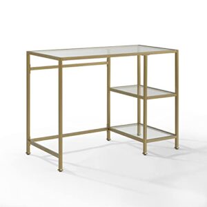 crosley furniture aimee glass desk, gold