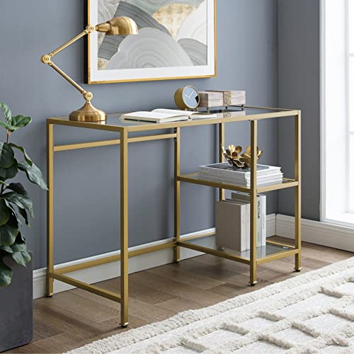 Crosley Furniture Aimee Glass Desk, Gold