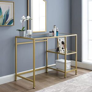 Crosley Furniture Aimee Glass Desk, Gold
