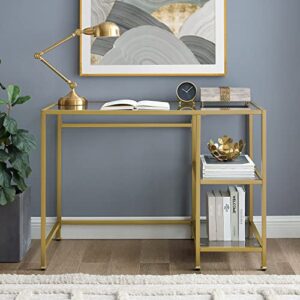 Crosley Furniture Aimee Glass Desk, Gold