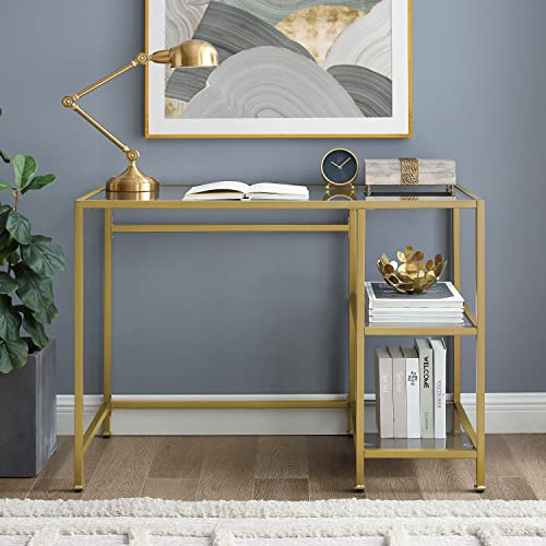 Crosley Furniture Aimee Glass Desk, Gold