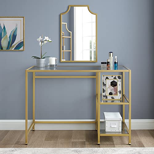 Crosley Furniture Aimee Glass Desk, Gold