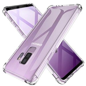 kiomy galaxy s9 plus case crystal clear shockproof bumper protective phone cover for samsung galaxy s9+ transparent pure tpu skin for men women girls flexible rubber silicone