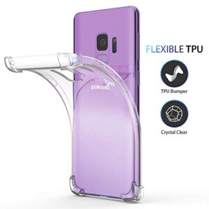 KIOMY Galaxy S9 Plus Case Crystal Clear Shockproof Bumper Protective Phone Cover for Samsung Galaxy S9+ Transparent Pure TPU Skin for Men Women Girls Flexible Rubber Silicone