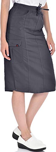 Marilyn Monroe Professional Stretch Five Pocket 'Debra' Scrub Skirt, Pewter, L