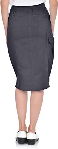 Marilyn Monroe Professional Stretch Five Pocket 'Debra' Scrub Skirt, Pewter, L