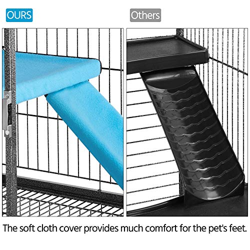 Yaheetech Metal Rolling Critter Nation Cage for Adult Rats/Ferrets/Chinchillas Small Animal Cage w/Removable Ramp & Platform Black