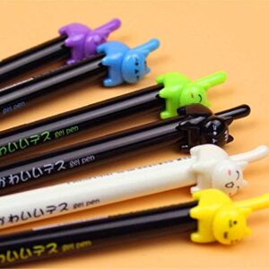 RECHENG retractable cat gel pens,Fine Point 0.5mm black ink,Cute kitty fun ball point pens for girls kids School Office Supplies,12pcs fun pens.