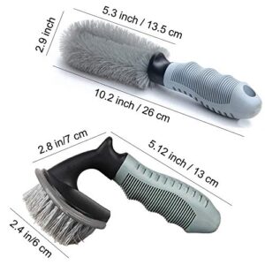 Linkhood 2-Pack Steel and Alloy Wheel Cleaning Brush, Rim Brush + Tire Brush Cleaner for Your Car, Motorcycle or Bicycle Tire Brush Washing Tool