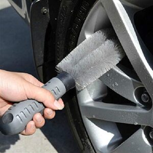 Linkhood 2-Pack Steel and Alloy Wheel Cleaning Brush, Rim Brush + Tire Brush Cleaner for Your Car, Motorcycle or Bicycle Tire Brush Washing Tool