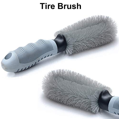 Linkhood 2-Pack Steel and Alloy Wheel Cleaning Brush, Rim Brush + Tire Brush Cleaner for Your Car, Motorcycle or Bicycle Tire Brush Washing Tool