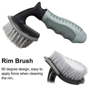 Linkhood 2-Pack Steel and Alloy Wheel Cleaning Brush, Rim Brush + Tire Brush Cleaner for Your Car, Motorcycle or Bicycle Tire Brush Washing Tool