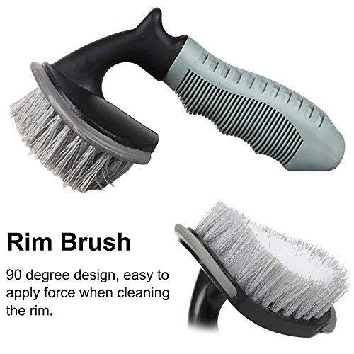 Linkhood 2-Pack Steel and Alloy Wheel Cleaning Brush, Rim Brush + Tire Brush Cleaner for Your Car, Motorcycle or Bicycle Tire Brush Washing Tool