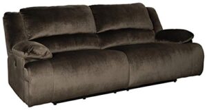 signature design by ashley contemporary 2 seat reclining 1, power sofa, dark brown