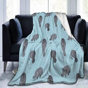 manatee blue flannel fleece microfiber throw blanket extra soft brush fabric winter warm sofa blanket fuzzy microplush lightweight thermal fleece blankets for home bed couch