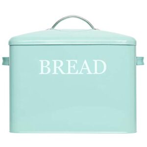 extra large bread box teal - bread boxes for kitchen counter holds 2+ loaves for all your bread storage - bread container counter organizer to suit farmhouse kitchen decor, vintage kitchen, rustic