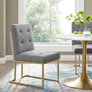 Modway Privy Upholstered Gold Stainless Steel Dining Chair in Gold Light Gray